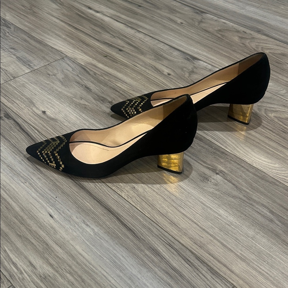 Nicholas Kirkwood Black and Gold Heels